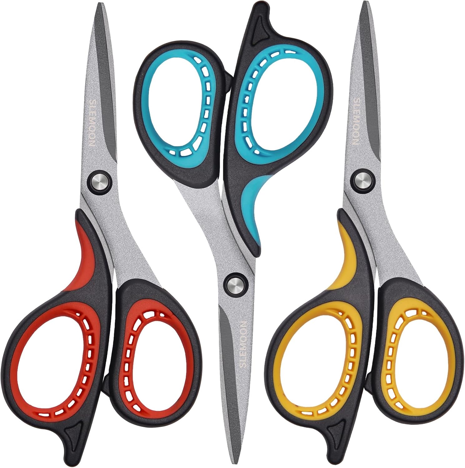 3 Pack 8" Titanium All Purpose Scissors, Non-Stick,Professional Stainless Steel,Comfort Grip Handles for Office, Crafting, School & Home