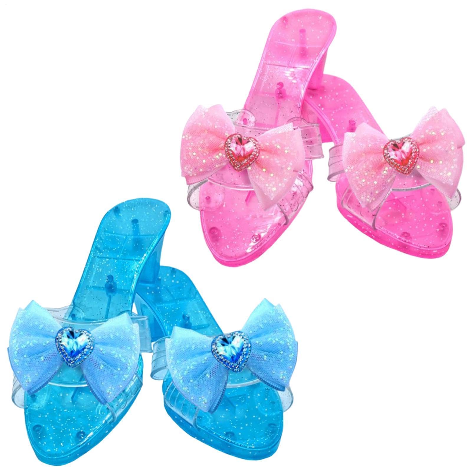 Cyuluoy 2 Pair Princess Shoes for Little Girls, Girls Dress Up Shoes