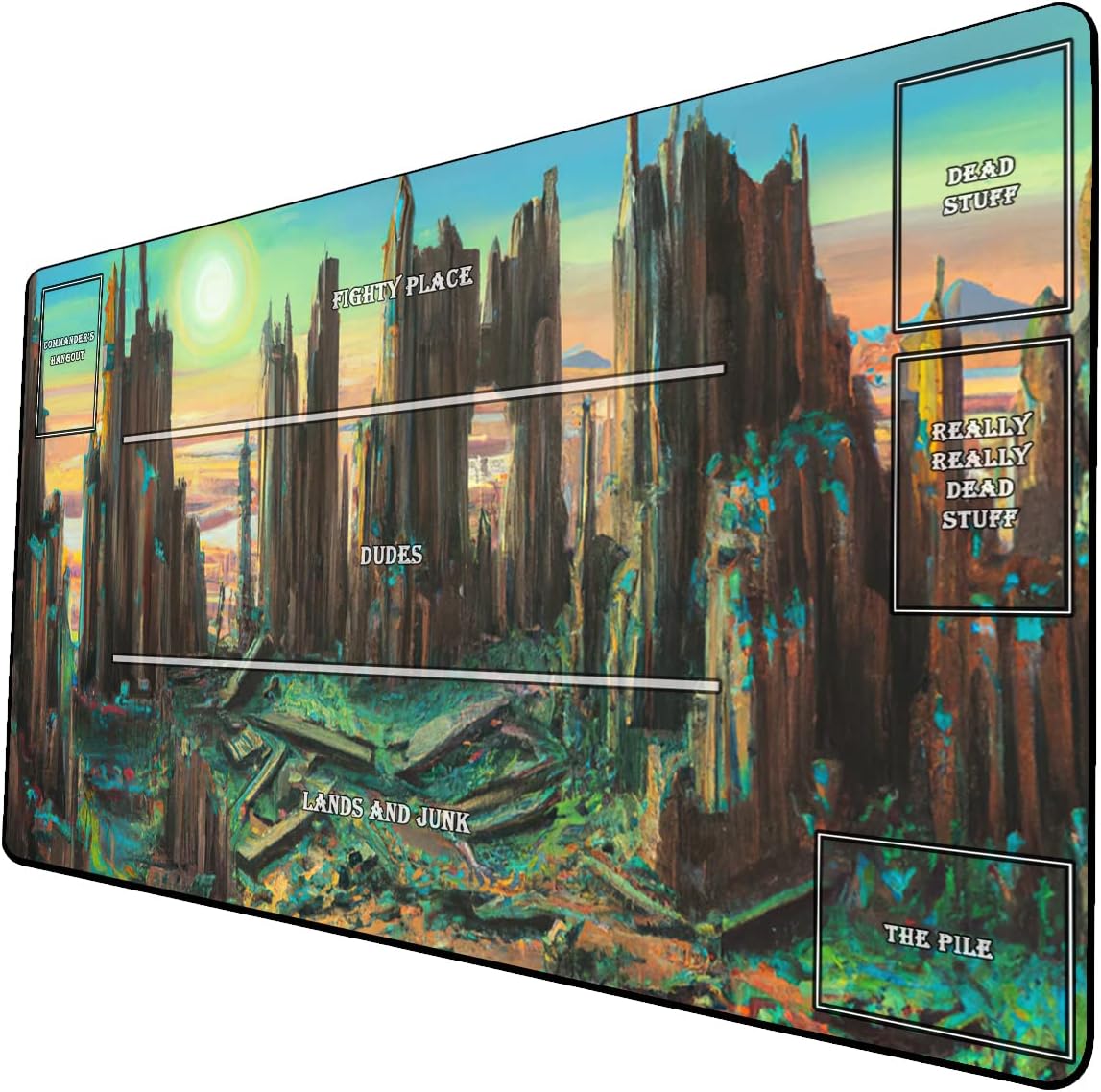 AI Painting TCG Playmat MTG Trading Card Game Mat with Zones, 24x14 Inches