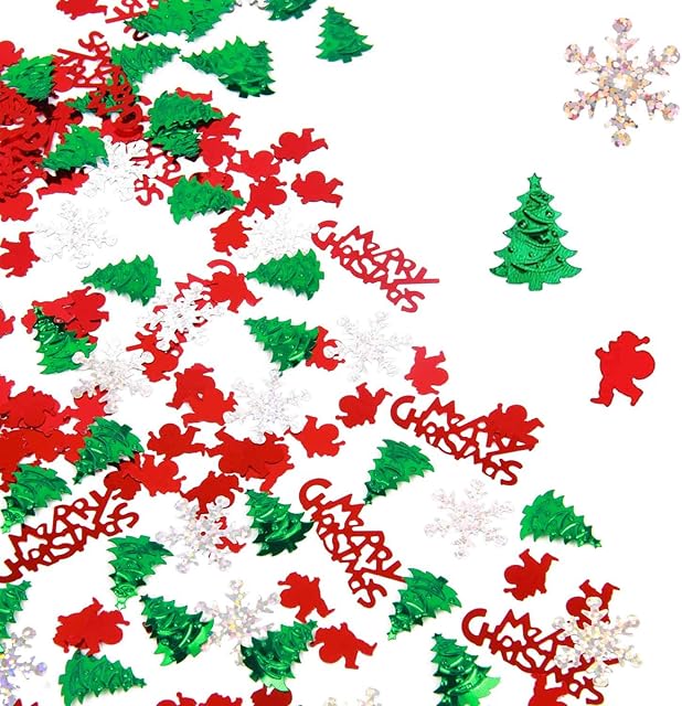 Yiran Christmas Confetti Christmas Snowflake, Santa, Merry Christmas Reindeer Table Confetti for Christmas Decoration
