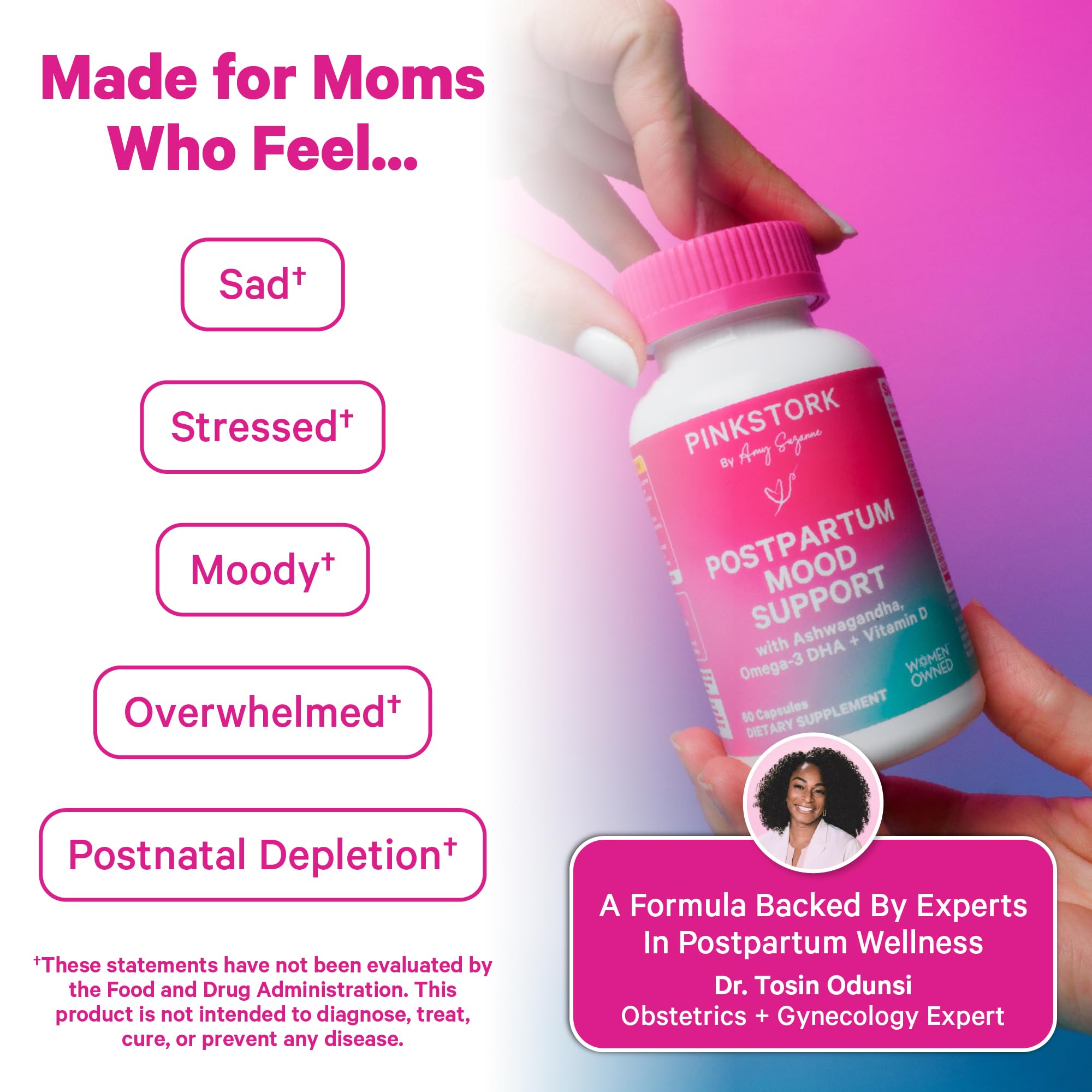 Pink Stork Postpartum Mood Support | Multivitamin + Herbal Support | 60 ct — Amazon image 3