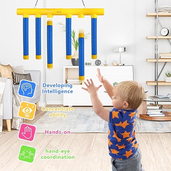 Catching Sticks Game,Stick Drop Reaction Training Challenge Toy, 3 Adjustable Speeds, Hand-Eye Coordination Training, Falling Sticks Game for Kids and Adults, Educational Sensory Toy Gift
