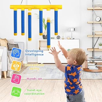 Catching Sticks Game,Stick Drop Reaction Training Challenge Toy, 3 Adjustable Speeds, Hand-Eye Coordination Training, Falling Sticks Game for Kids and Adults, Educational Sensory Toy Gift