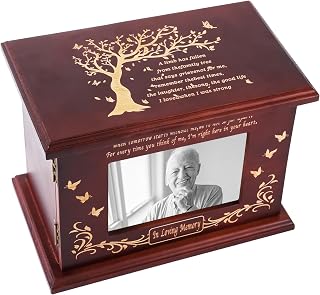 Cremation Urns for Human Ashes Adult Male or Female, Solid Walnut Adult Cremation Urn with Engraved Memorial Panel, Gender-Inclusive Funeral Holds 280 LBS, Handcrafted Urn for All Loved Ones