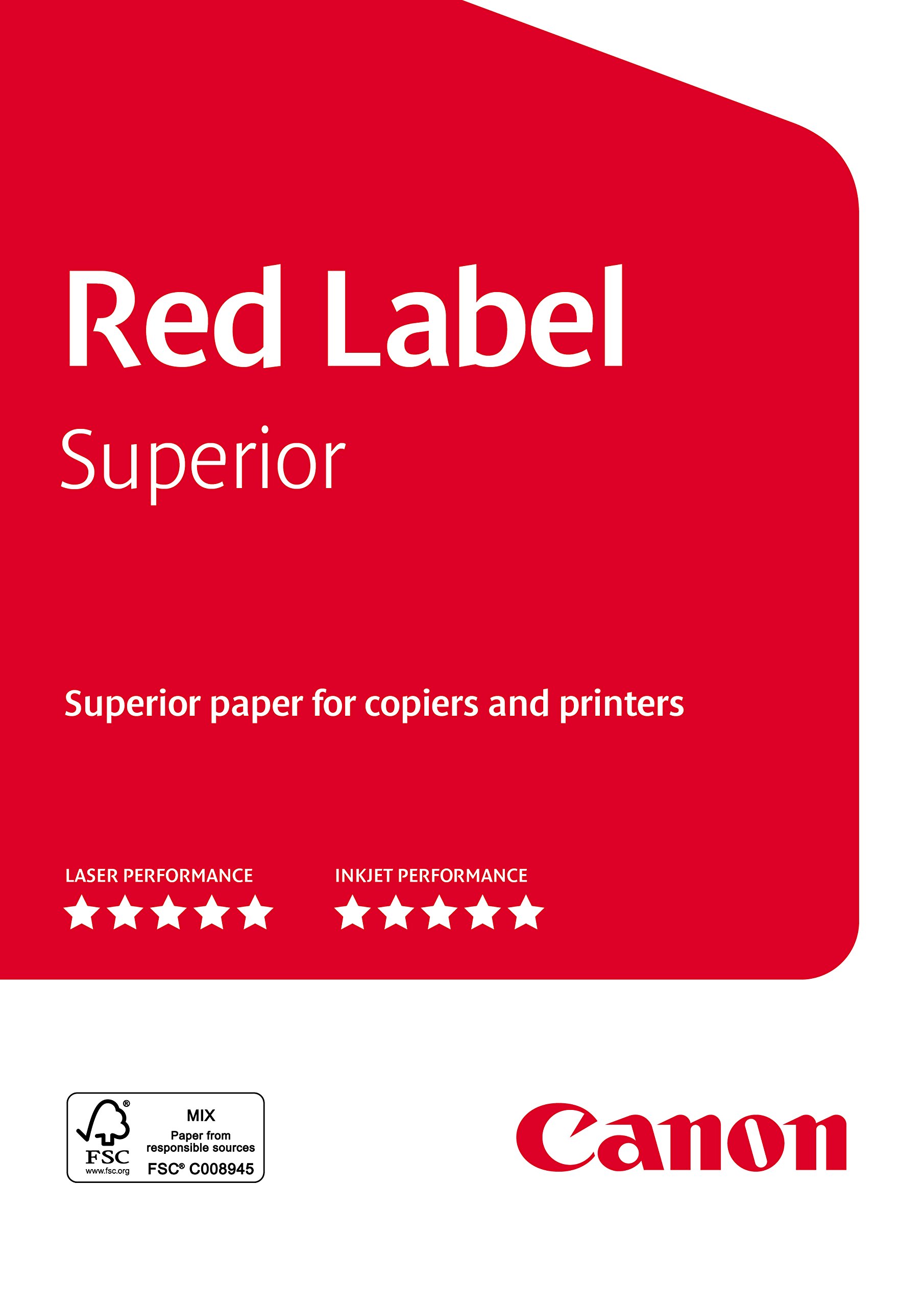 Canon Red Label Superior - Papel de negocio (5 x 500 hojas, certificado FSC, A4, 80 g/m², todas las impresoras, CIE 168)