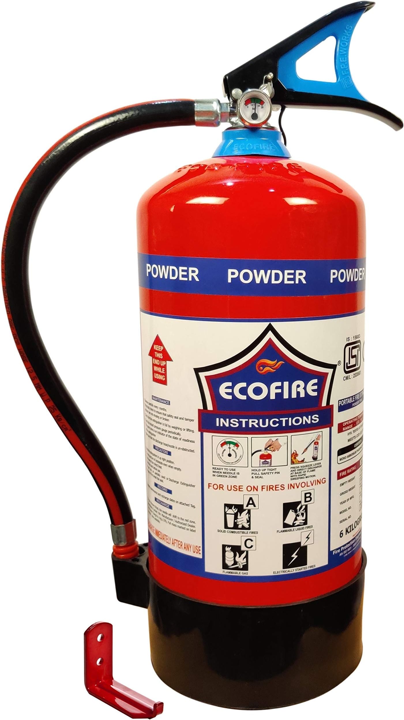 Eco Fire Abc Powder Type 6 Kg Fire Extinguisher (Red and Black)