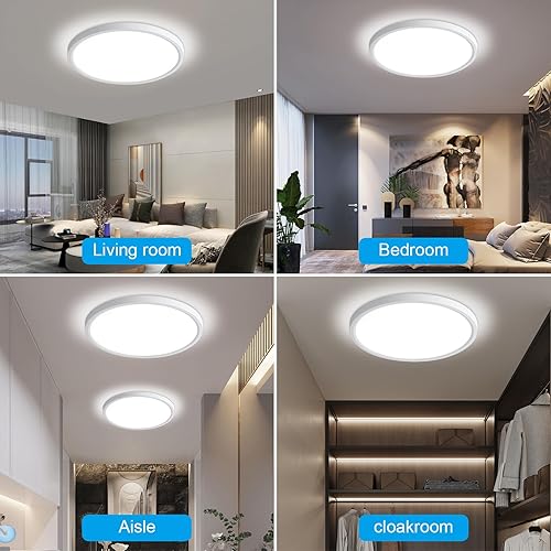 Miniatura 5 de Lámpara de techo LED de 12 pulgadas, 24 W, temperatura de color, 5000 K, luz de techo circular plana para dormitorio, cocina, servicios públicos,