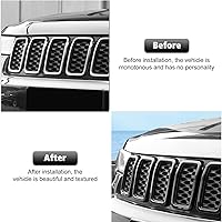 Vista 4 de RT-TCZ 7 piezas de insertos de malla para parrilla delantera, kit de insertos de cubiertas de anillos para Jeep Grand Cherokee 2017 2018 2019 2020