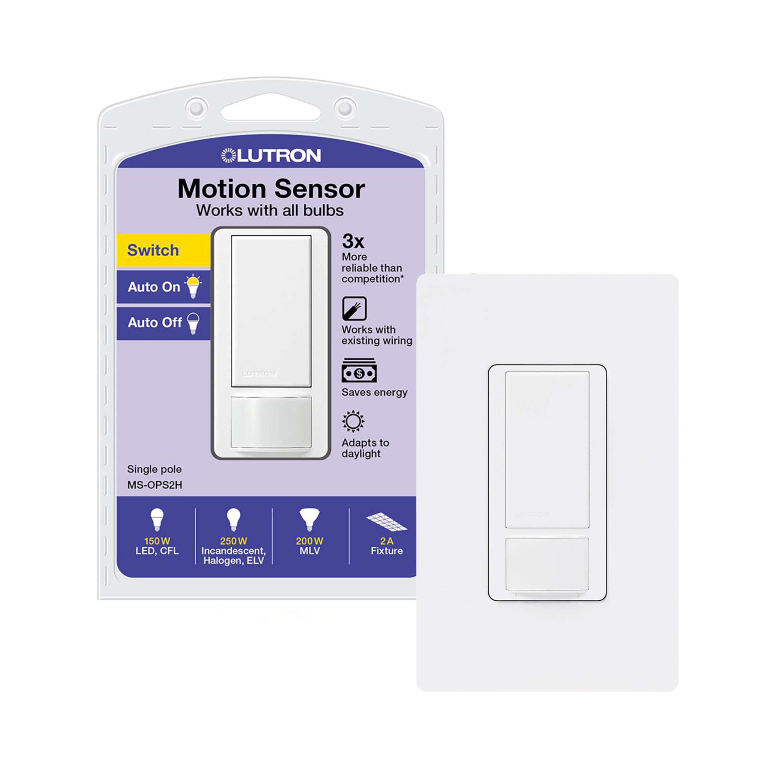 LutronMS-OPS2HW-WH Maestro 2-Amp Occupancy Sensing Switch, White