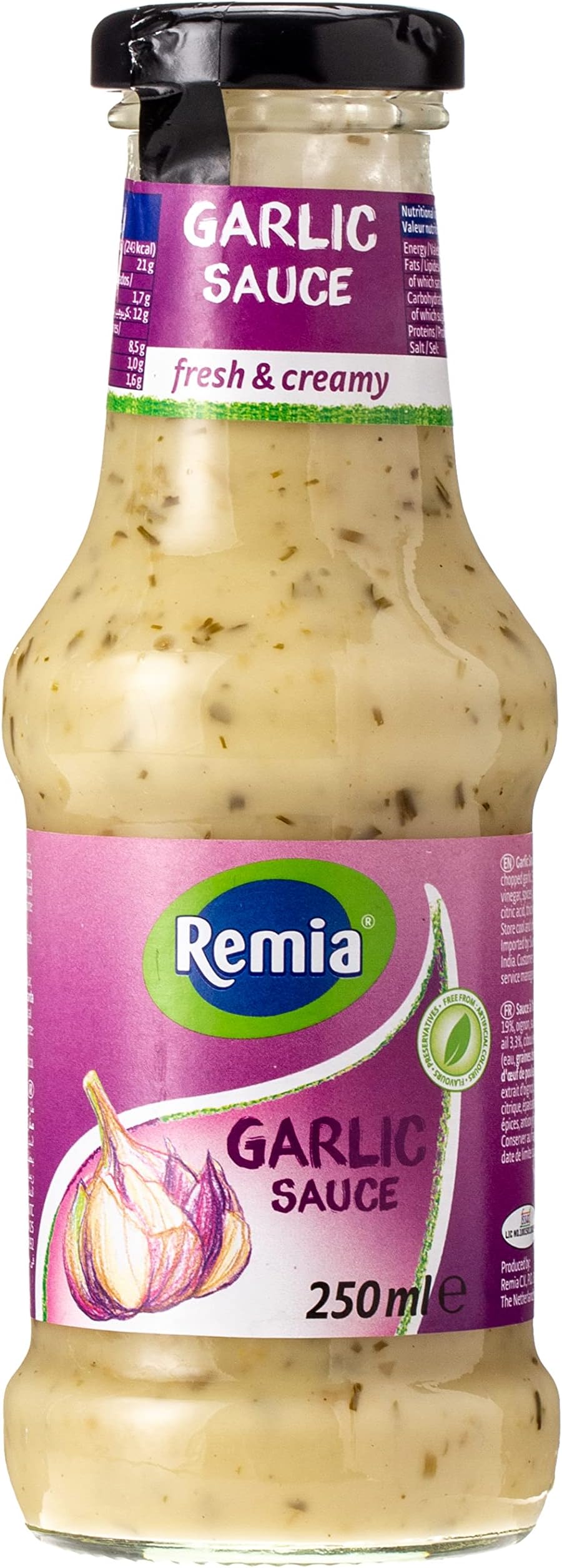 Remia Garlic Sauce | For Salad Dressing & Garnishing |250ml | Product Of Netherlands|