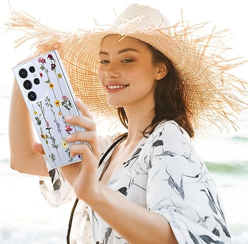 Miniatura 6 de ZTOFERA Funda transparente para Samsung Galaxy S24 Ultra 5G, funda protectora transparente con bonito patrón de flores para niñas y mujeres,