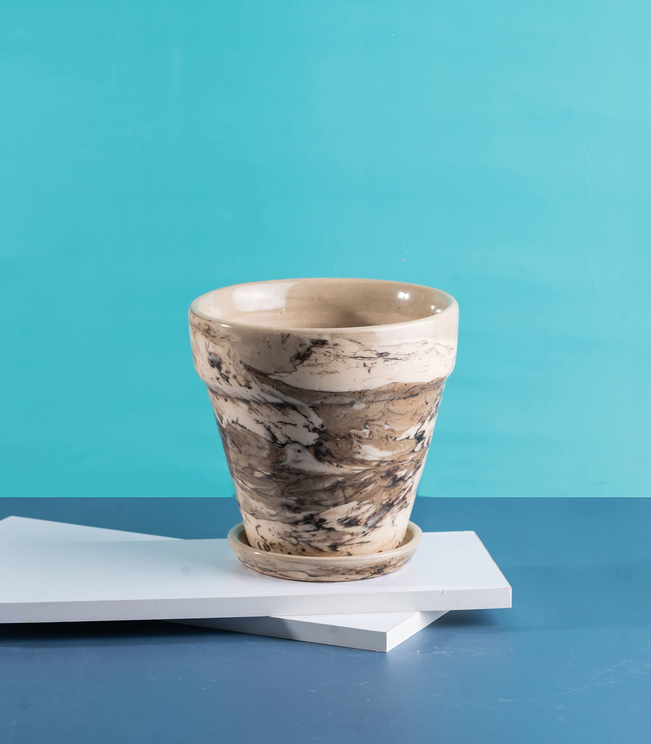 Nurturing Green® Dark Brown Ceramic Pot for Plants | Decorative Flower Plant Pot | Ceramic Pots for Indoor Plants (Size: 6 Inch Wide*5.5 Inch High) - [Plants are not Included] (B09SF9BWFV) Amazon Price History, Amazon Price Tracker