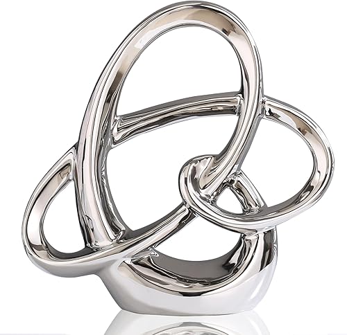 Miniatura 10 de YUNSHID Escultura geométrica de cerámica moderna dorada, acento abstracto para el hogar y figura de mesa para sala de estar, dormitorio, baño,