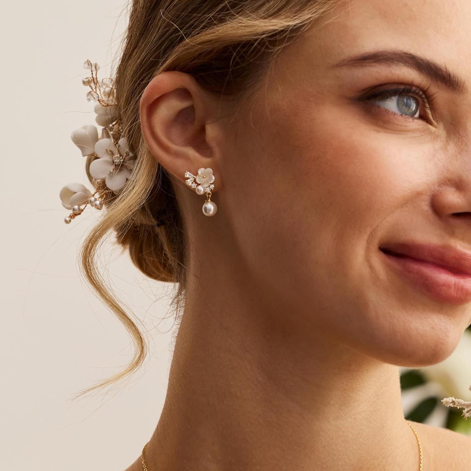 14K Gold Plated Pearl Drop Earrings for Women Dangle Wedding Bridesmaid Bridal 14K Gold Plated Handpicked Pearl Earrings Elegant Accessories Prom Jewelry Festival Gifts for Women - Image 4