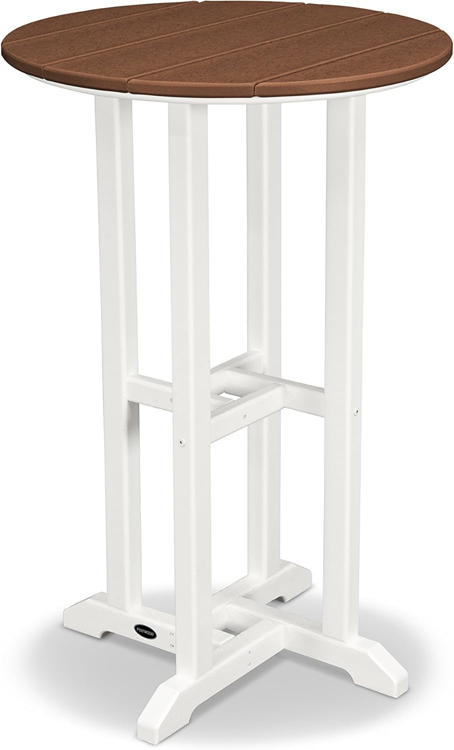 POLYWOOD RRT224FWHLE Contempo 24-Inch Round Counter Height Table, White Frame, Lemon