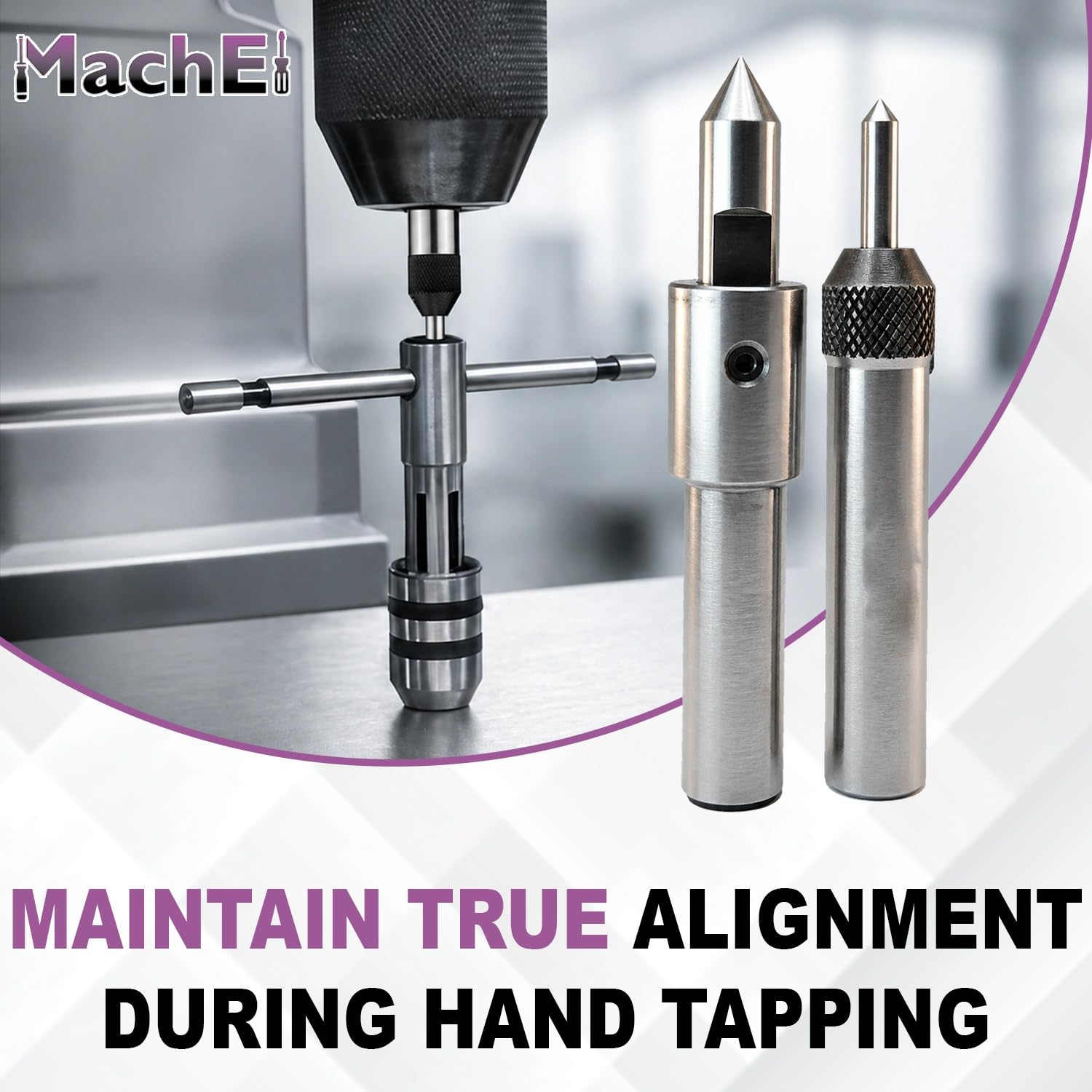 MachEl Spring Center Tap Guide Tools for Lathe, Mill, and Jig Bore Threading Alignment (Set of 2) 2