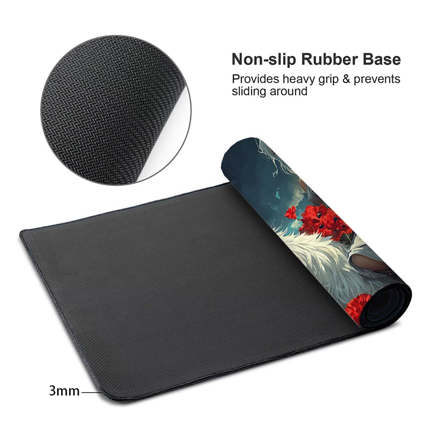 Tappetino per Mouse XXL 1200 x 600 mm Tappetino Mouse Gaming Grande, Mousepad con Base in Gomma Antiscivolo, Tappeto per Tavolo da Gaming per Mouse e Tastiera Accessori (lupo ragazza paesaggio) H-519