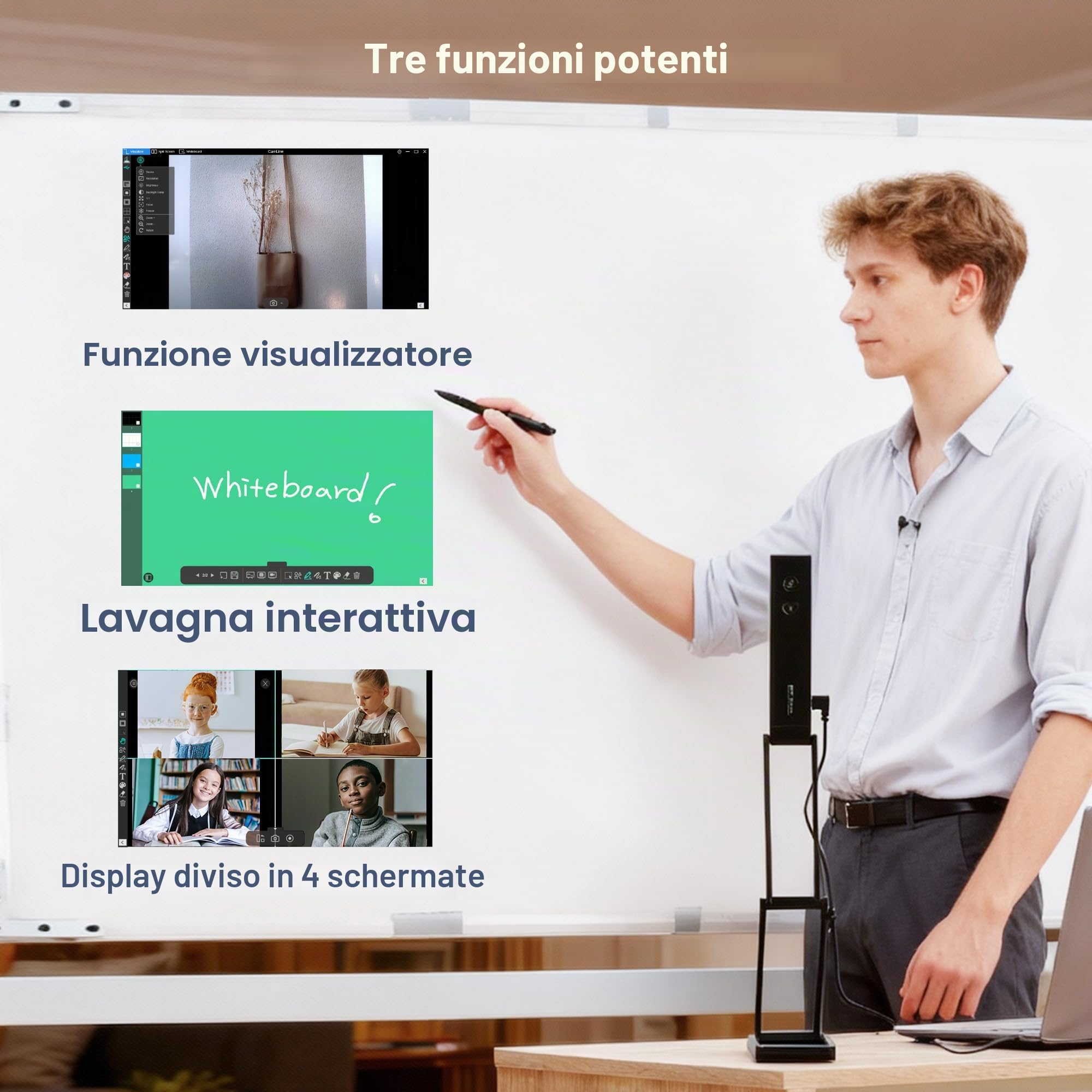 Visualizzatore di Documenti A3 Portatile: 16MP HD 4K Telecamera per Libro con OCR Webcam USB Pieghevole compatibile Windows/macOS per Didattica/Ufficio/Riunioni/Scuola/Lavoro da Remoto