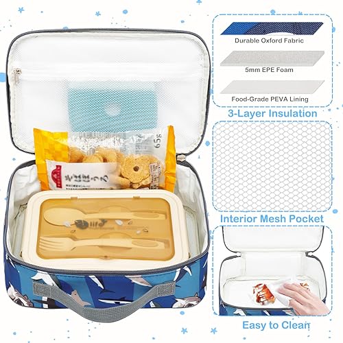 Miniatura 3 de FlowFly Lonchera para niños, bolsa suave aislada, mini hielera para el regreso a clases, kit de bolsa térmica para comidas, para niñas, niños