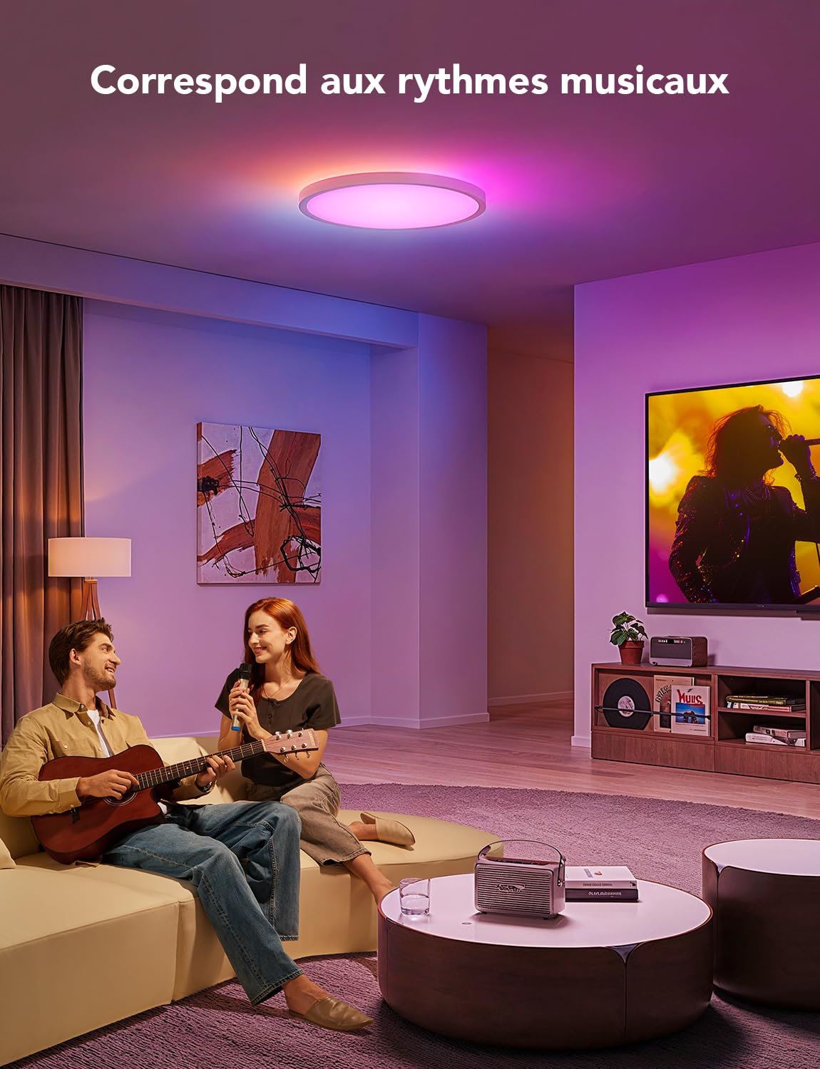Govee Plafonnier LED RGBIC, Plafonnier Intelligent 30cm, 2400LM 2700-6500K Lampe de Plafond avec 16 Millions de Couleurs DIY, Luminaire Encastré pour Chambre à Coucher, Salon, Couloir, Cuisine