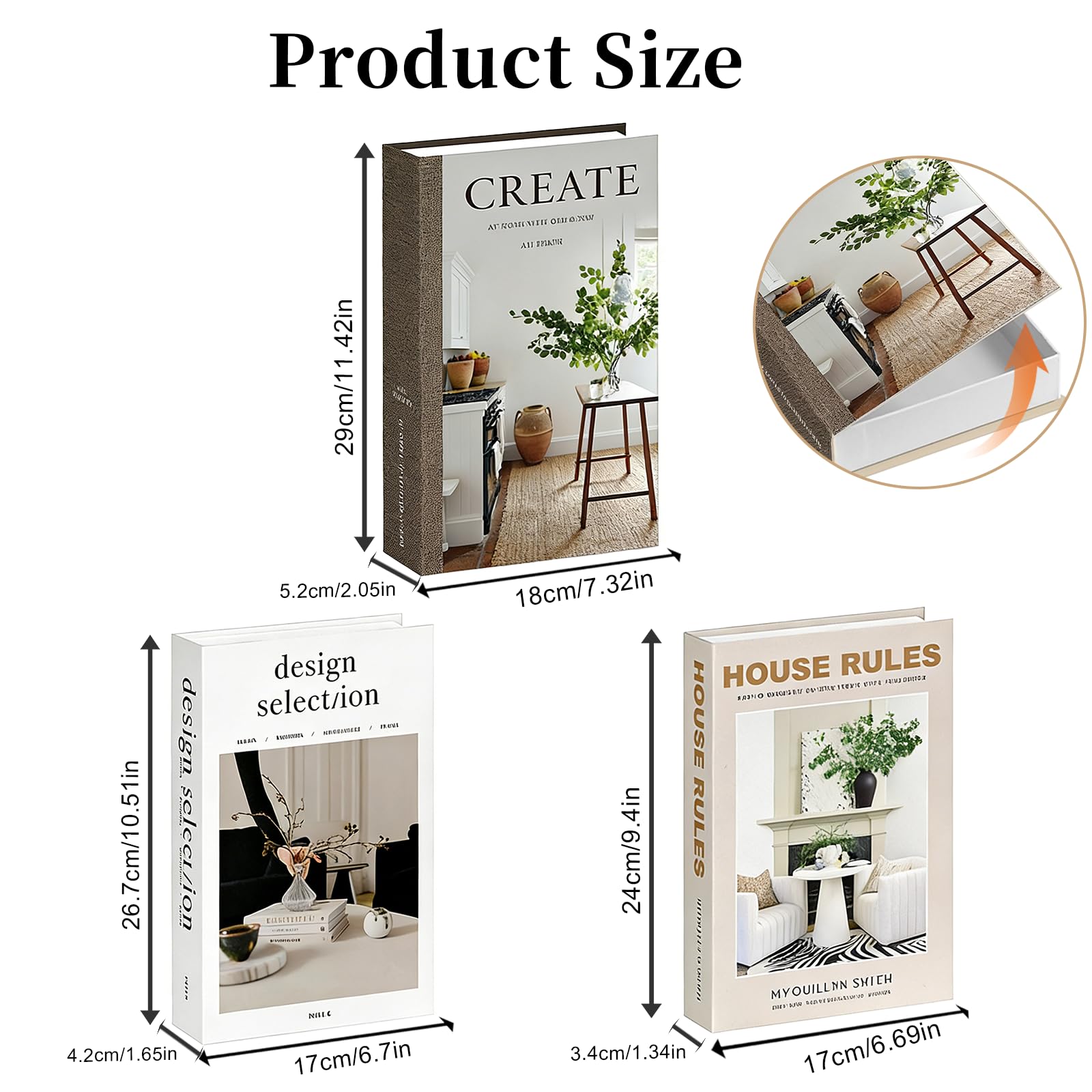 3 Piezas Libros Decorativos con Cierre Magnético, Libro Caja Decoracion Apilable, Caja Libro Decoración para Estantería y Mesa Café, Livre Deco Livres Décoratifs para Hogar Oficina(A)