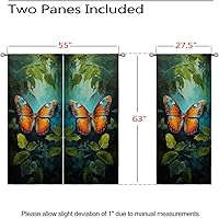 Vista 137 de Cortinas opacas de mariposa para decoración del hogar de niñas y niños, hermosas flores en acuarela, con ojales, aislamiento térmico, cortinas