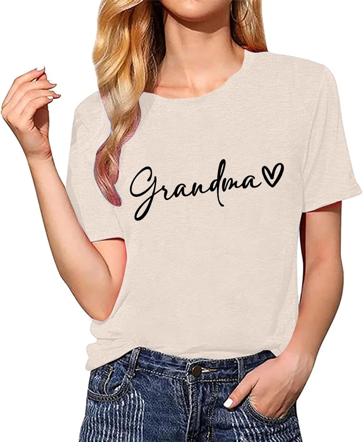 Grandma Shirts for Women Nana Shirt Heart Printed Casual Gigi Short Sleeve Tee Top - Image 2