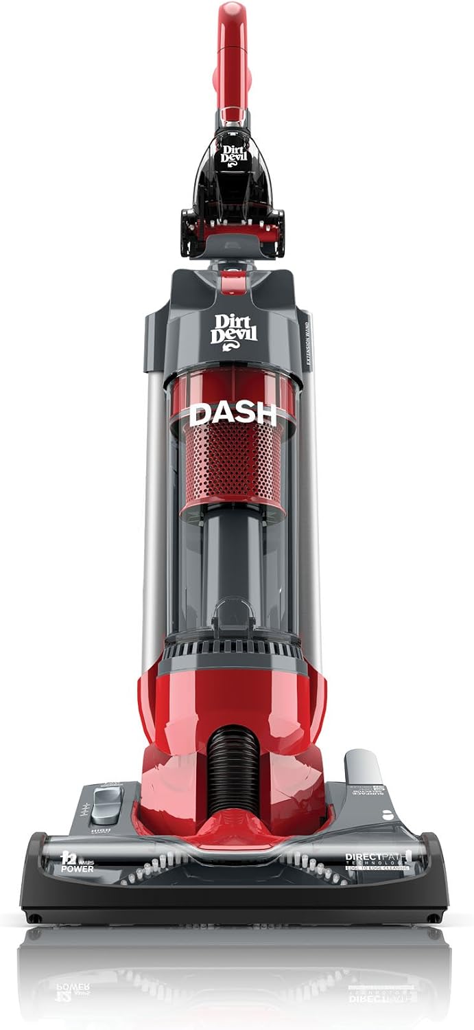 Dirt Devil Dash Dual Cyclonic Bagless Upright Vacuum with Bonus Vac+Dust Floor Tool, UD70250B - Corded,Red