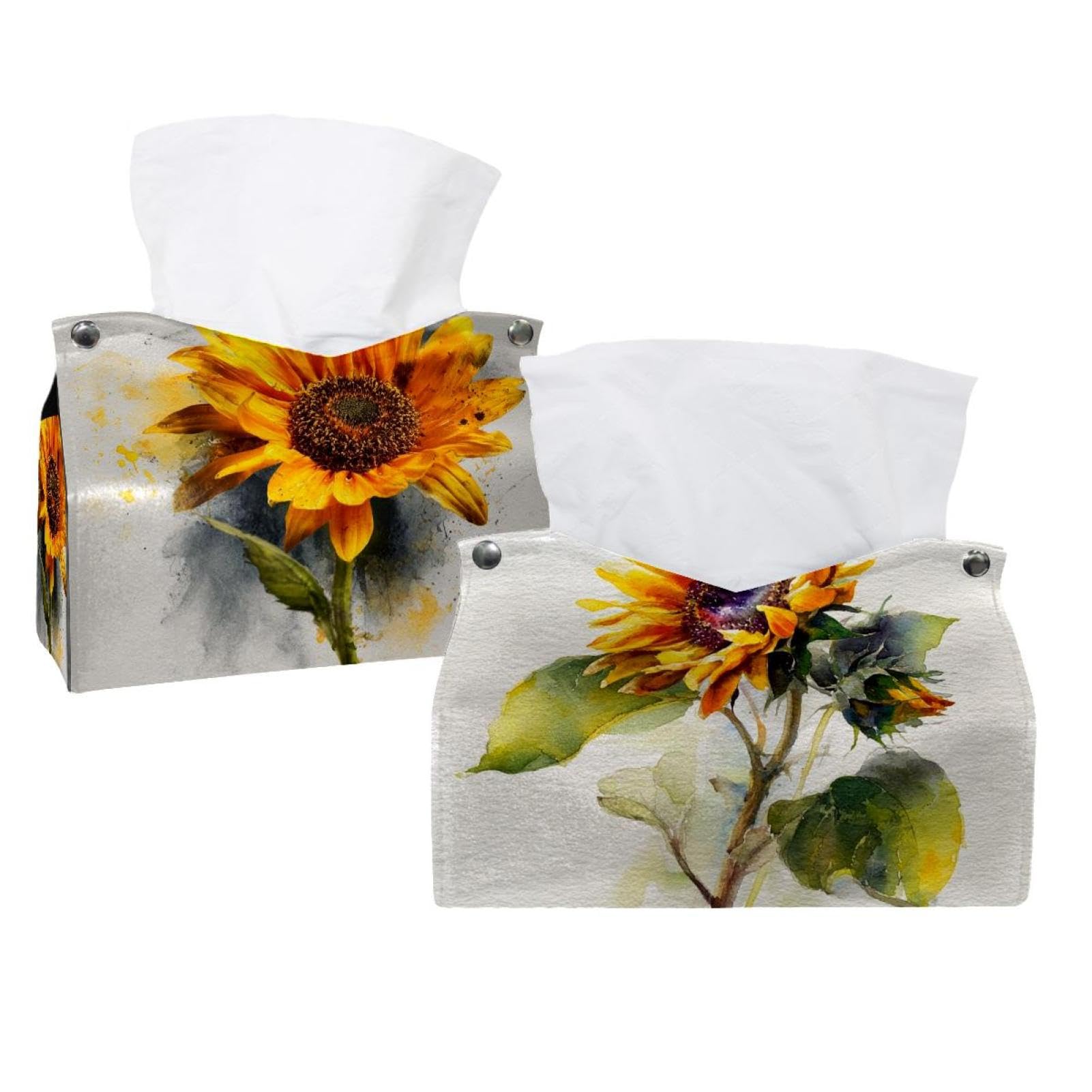 Boîte à mouchoirs en cuir tournesol pour réveiller la déco de la salle de bain