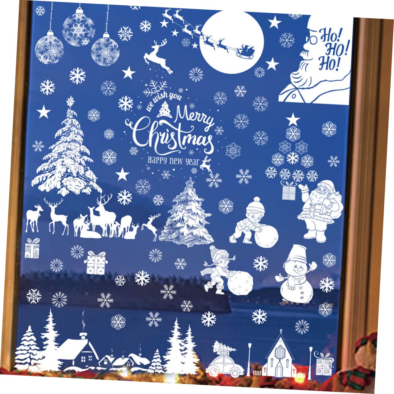 Cabilock 5 Set Adesivi Natalizi Decorazioni Invernali Adesivi Dei Cartoni Animati Decalcomanie Da Muro Natalizie Illuminazione ia Finestra Per Finestre 9 fogli*5