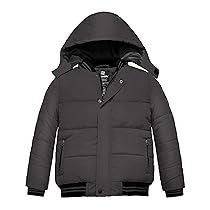 Wantdo Giacca Caldo Invernale Parka con Cappuccio Antivento Cappotto da Esterno Trapuntato Giubbotto in Cotone da Trekking Bambino Grigio 140-146