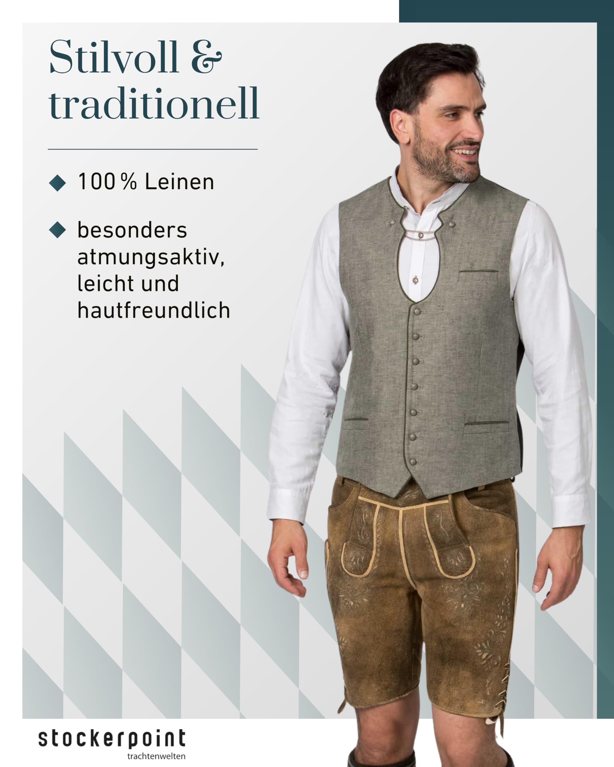 Bergfeuer Stockerpoint Herren Trachtenweste Bennet I Größen 44-60 I Traditionelle & hochwertige Weste mit verstellbarem Riegel I Perfekt für Trachten & Festlichkeiten