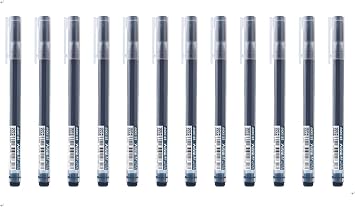 BaoKe PC5238 Gel Pens, 0.5mm ST Tip, Quick Dry Ink, Large Capacity, 12 Pack, Cap-Type Gel Pen for Office School Writing Blue-Black
