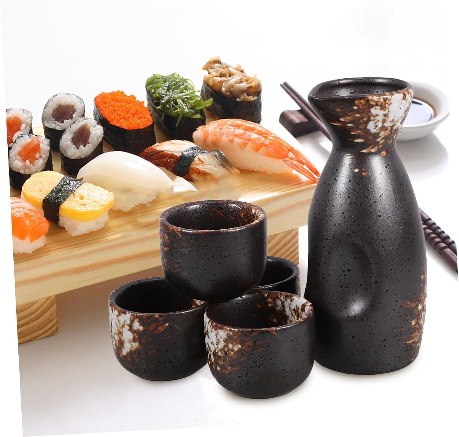 Japanese Sake Serving Set 1 Sake Pot Traditional Pottery Rice Wine Pottery Set