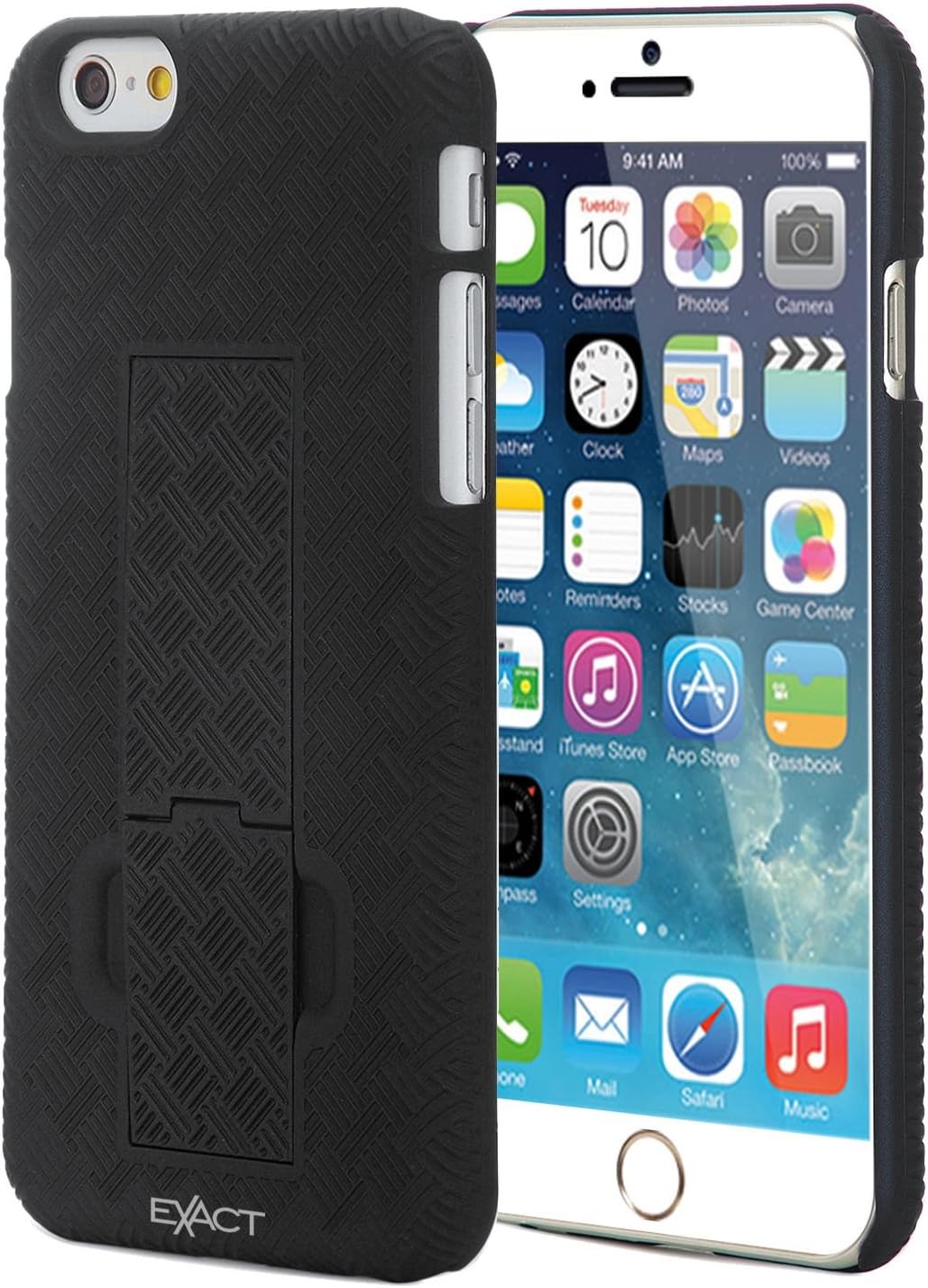 iPhone 6 Plus Case - Exact Apple iPhone 6 Plus 5.5 Case [KickDRAW Series] - Slim Kickstand Shell Case With Swivel Holster for Apple iPhone 6 Plus (5.5-inch) Black