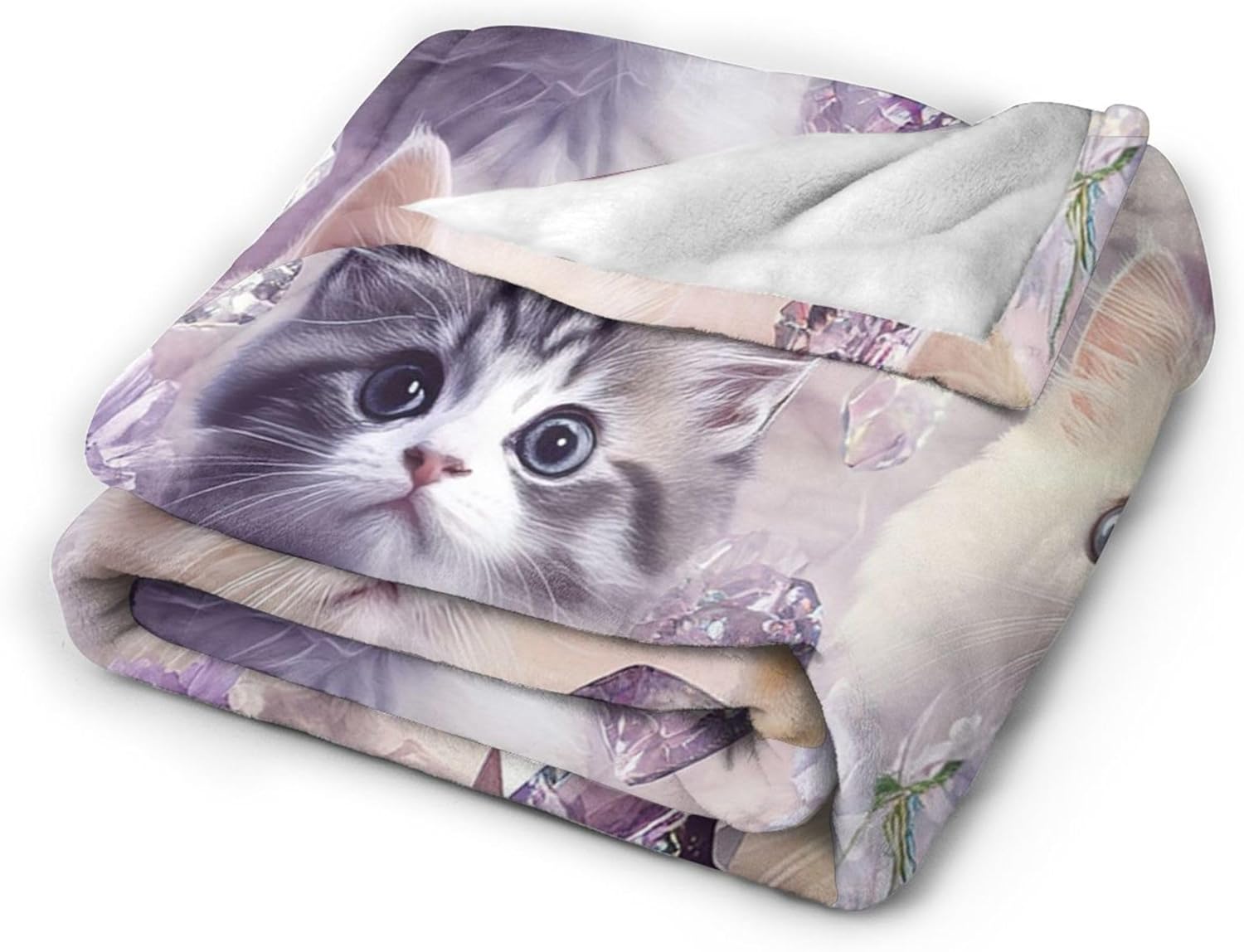Kawaii Cat Blanket - Soft Cozy Kitten Plush Throw Blanket, Super Warm Fleece Fuzzy Bedding Blanket for Kids, Girls, Boys, Women Bed Decor Stuff, 40"X50" - Image 4