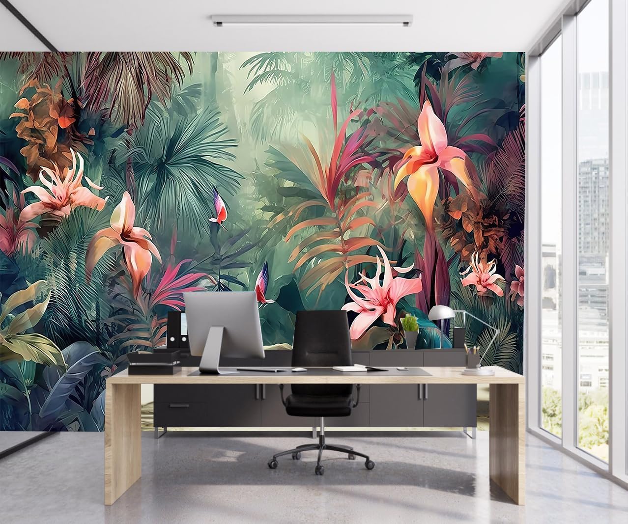 FENDROM トロピカルフラワープラントタペストリー 壁掛け ヤシの木の葉 熱帯雨林 ジャングル 自然 部屋 壁アート タペストリ