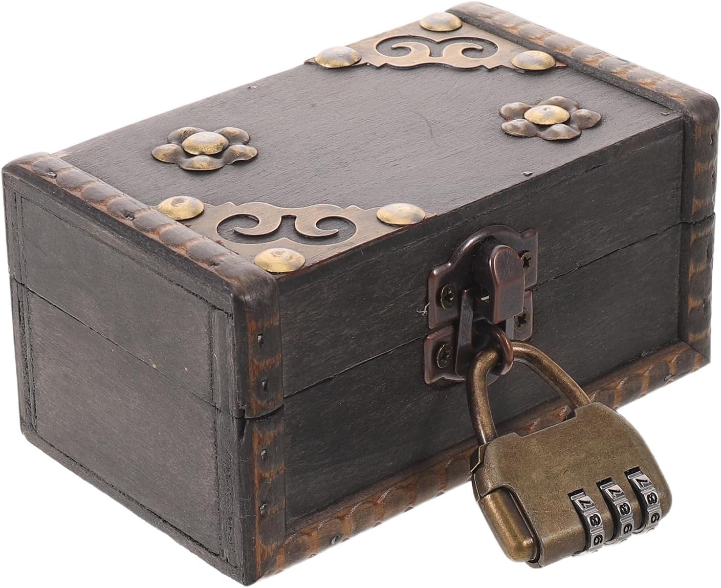 Vintage Wooden Jewelry Box, Retro Storage Case with Lock