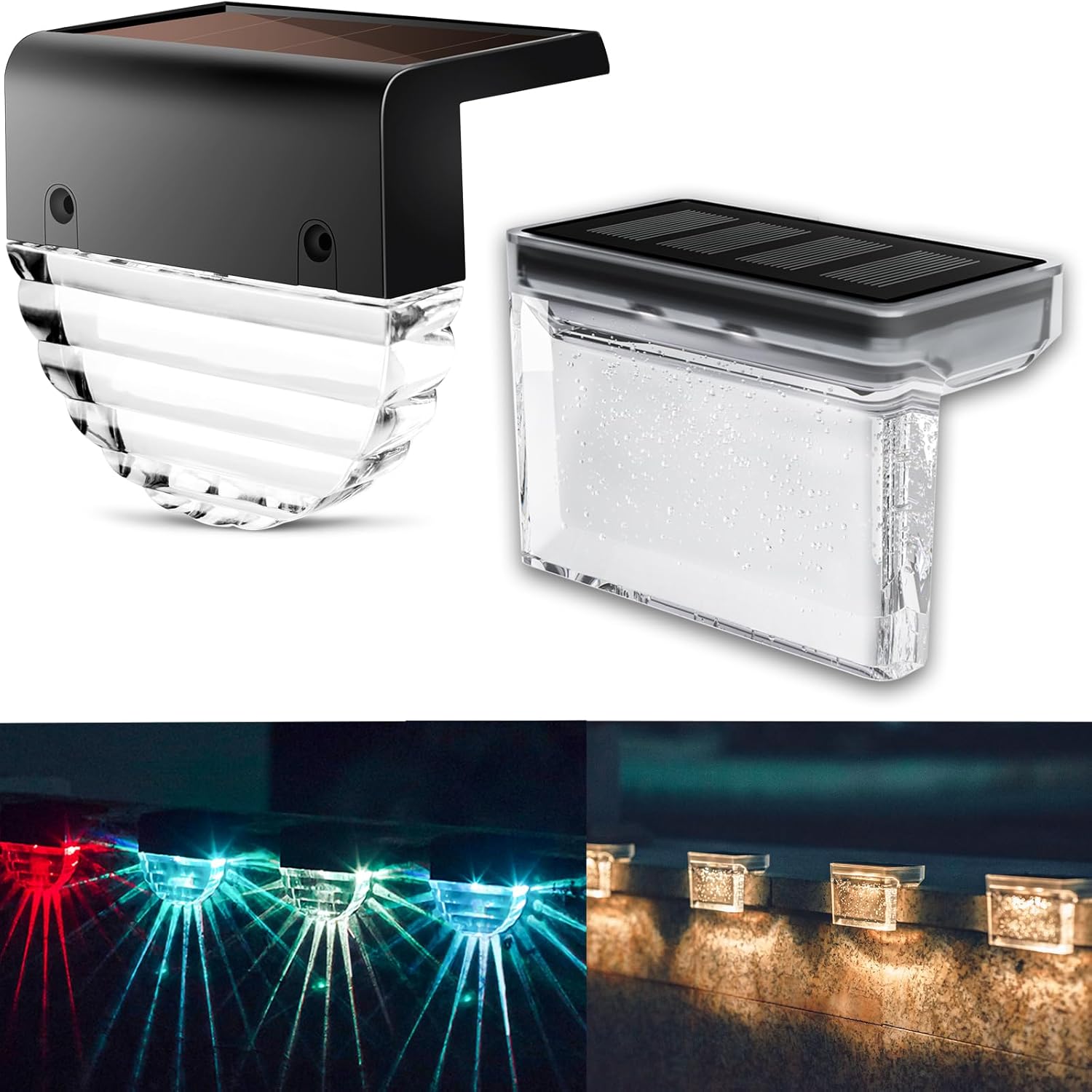 TIJNN Solar Step Lights for Outdoor Spaces, 12 Pack, Decorative Accent Lighting for Decks, Fences and Gardens