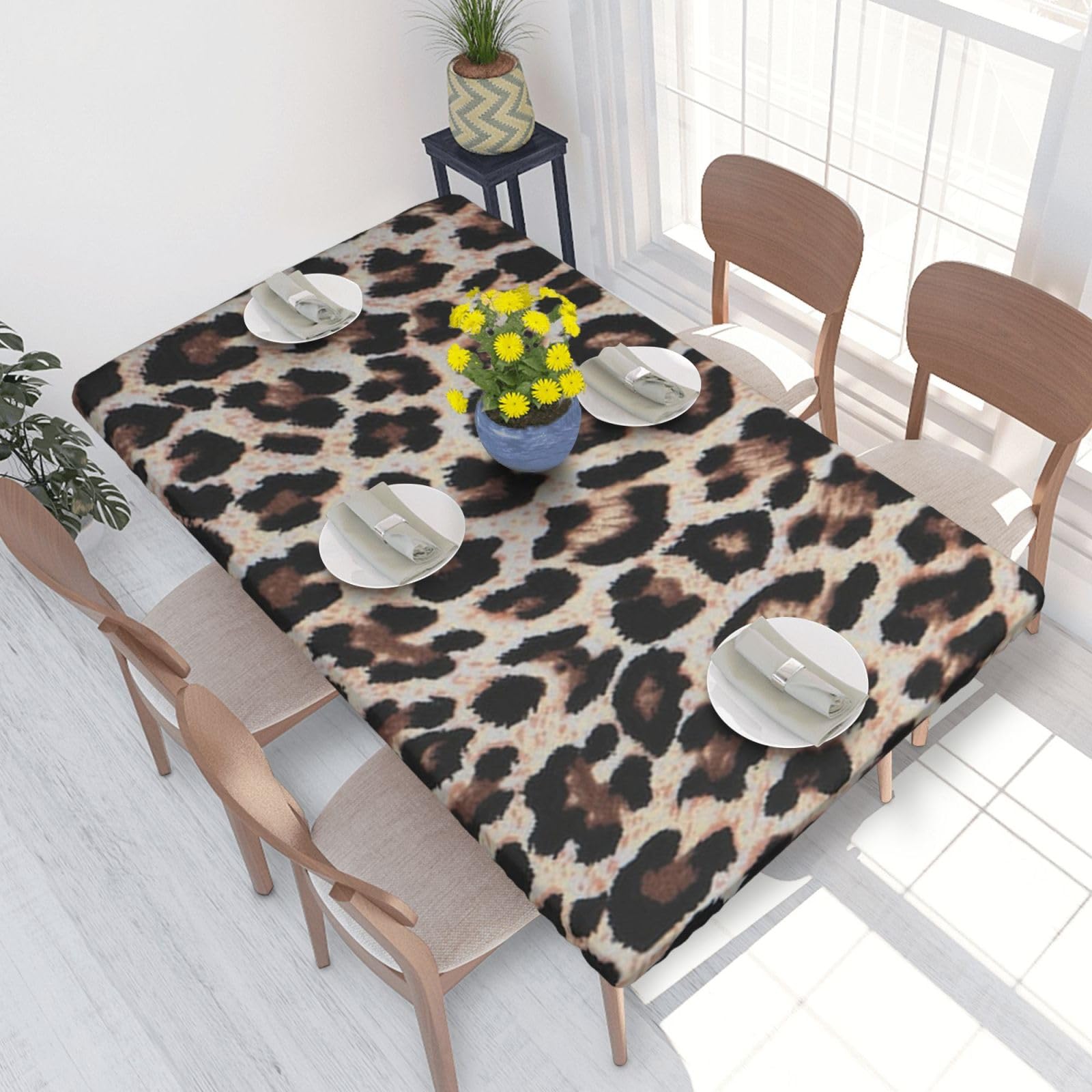 BNVSADC Leopard Print print Printed 4FT Tablecloth 122x76 CM Polyester Kitchen Water Resistant Table Cloth Dining Table Decoration Table Covers