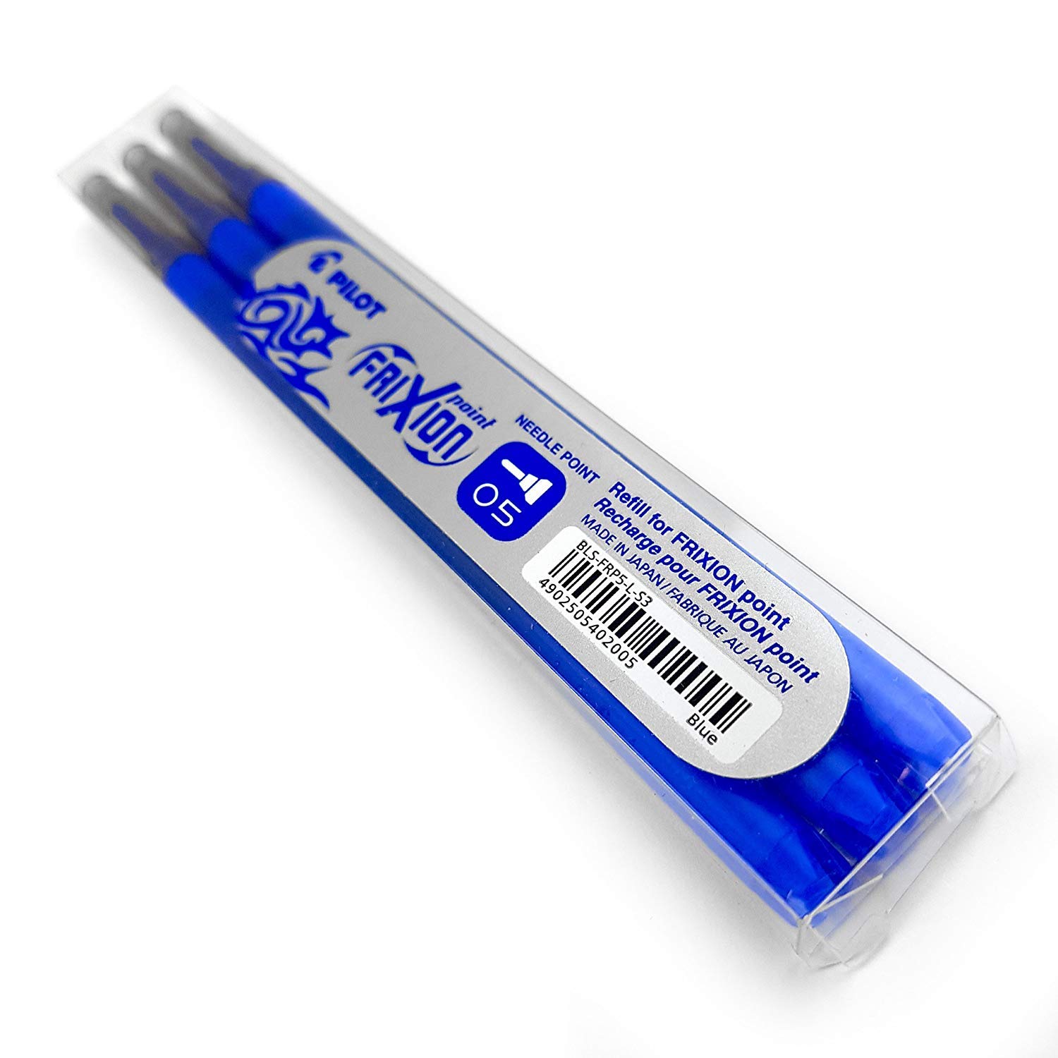 Frixion Blue Point - Ultra Fine Erasable Rollerball - 0.5Mm Needle Point - Pack Of 3 Refills - Ink