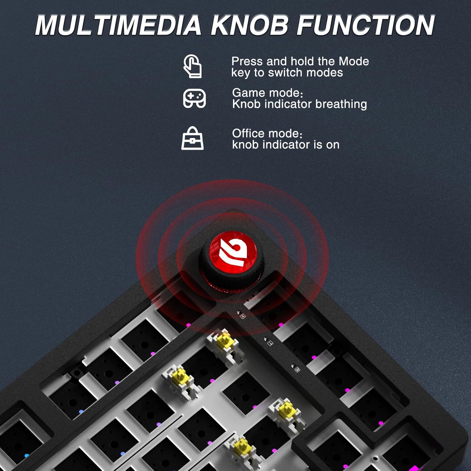 LEOBOG Hi75C Pro Wireless Mechanical Keyboard Kit – Aluminum Alloy Gasket Mount 75% Barebones DIY Base with Hot Swap, RGB Backlighting & Volume Knob – Enhanced Custom Gaming Keyboard Build, 4000mAh