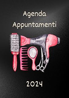 Agenda parrucchieri per appuntamenti 2024: Un giorno per pagina A4 | Intervalli di 30 minuti | 12 mesi da gennaio a dicembre 2024.