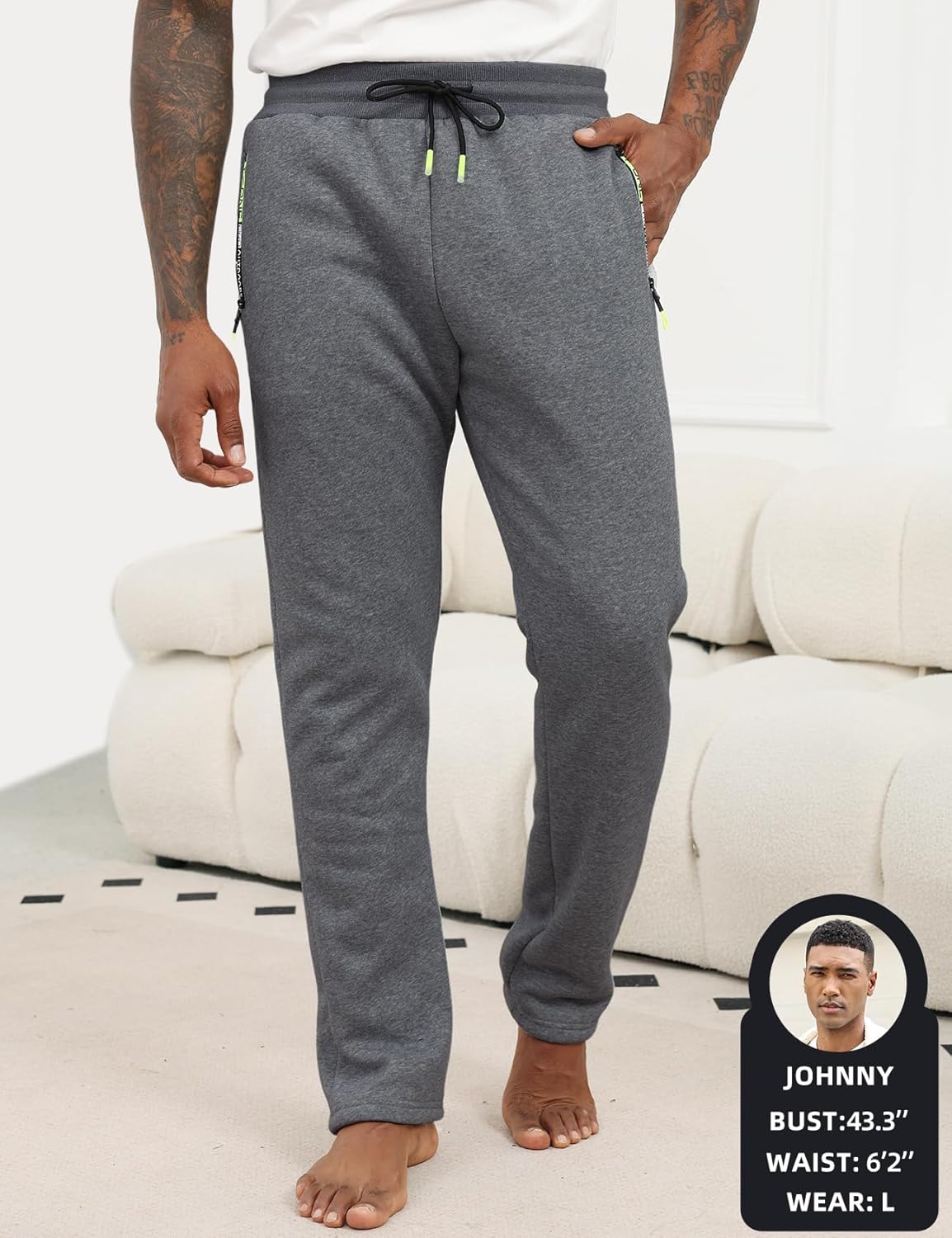 Gihuo Men's Fleece Sweatpants Sherpa Lined Athletic Winter Warm Sweatpants