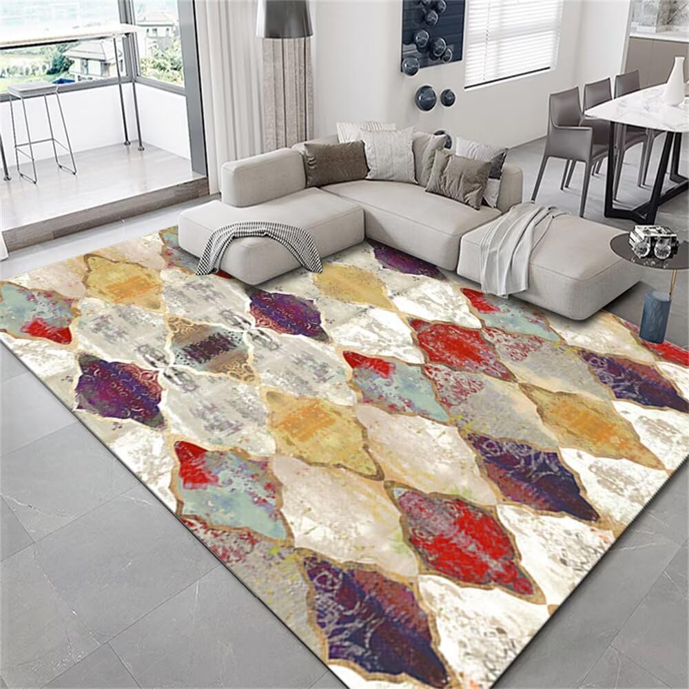 Petit Tapis Décoration Chambre Ado Fille Tapis de Salon de Couleur Rouge et Bleue Accessoires de Salle à Manger antidérapants et ne se décolorant Pas Chambre A Coucher Adulte 200X260CM