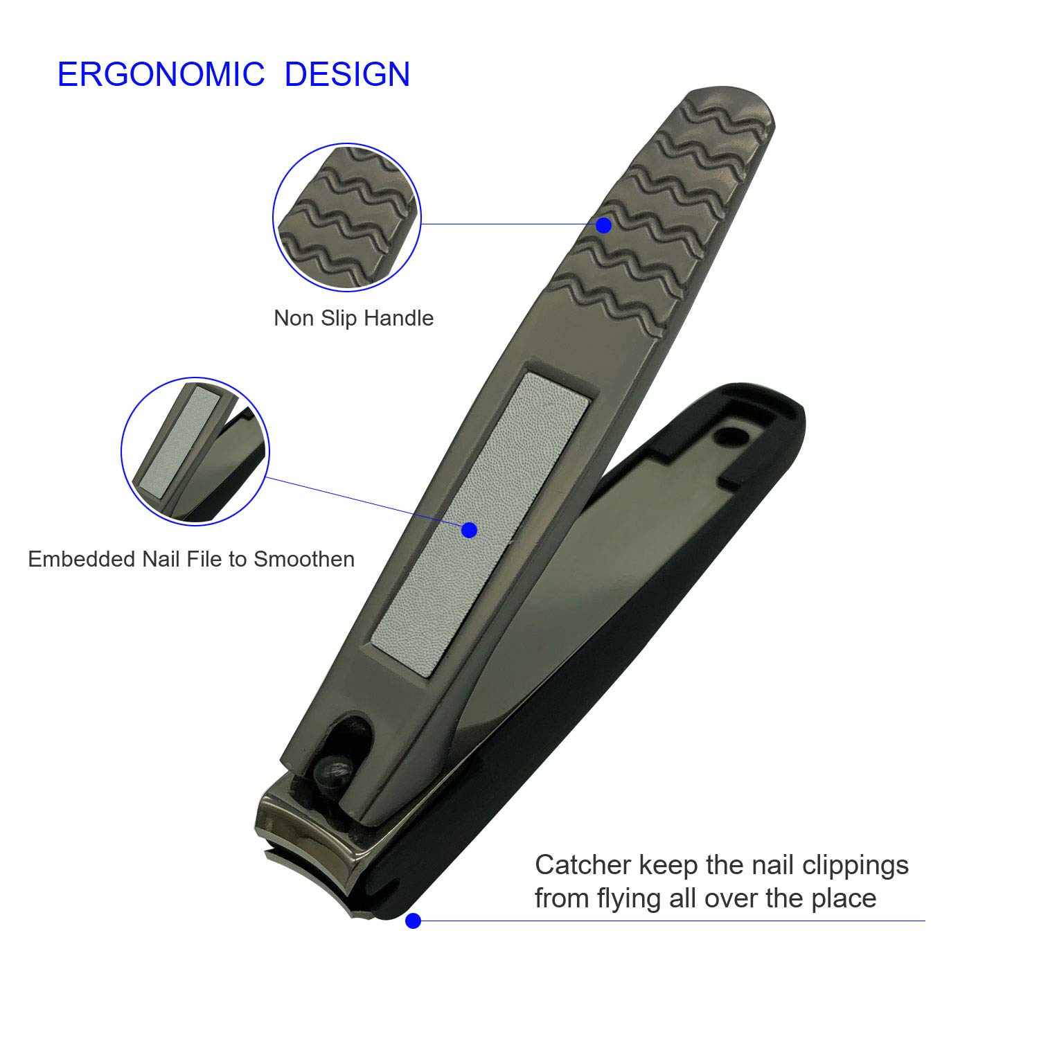 Portable Nail Clippers with Catcher,Sturdy Stainless Steel No Splash Fingernail Toenail Clippers with Travel Leather Case, Sharp Nail Cutter trimmer for Men Women(Travel Design)