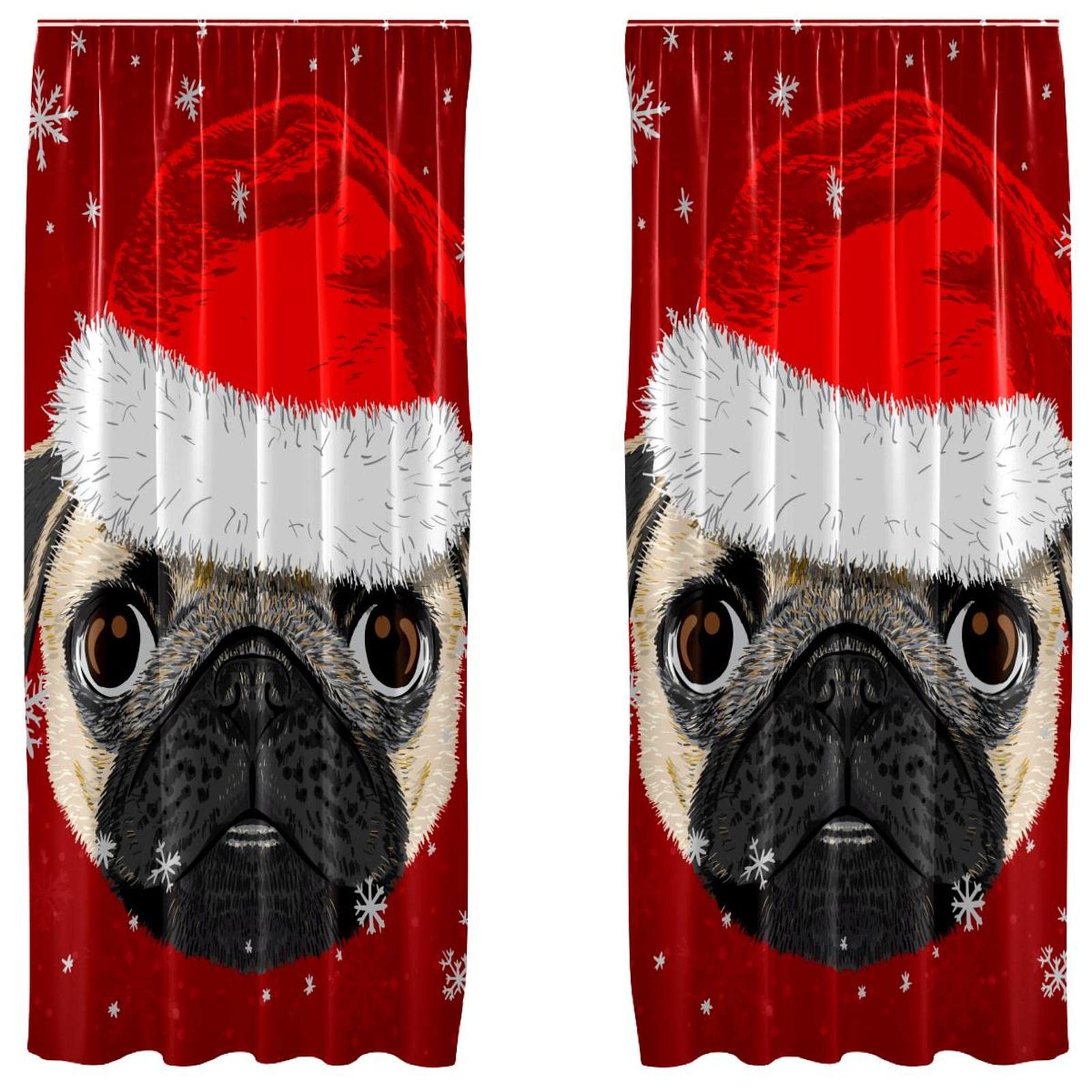 Rideaux occultants chien de Noël 140x213 cm pour chambre d'enfant