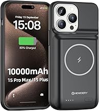 10000mAh Battery Case for iPhone 15 Pro Max/Plus, USB C Qi Wireless Charging,Portable Protective Charger Case Battery Pack