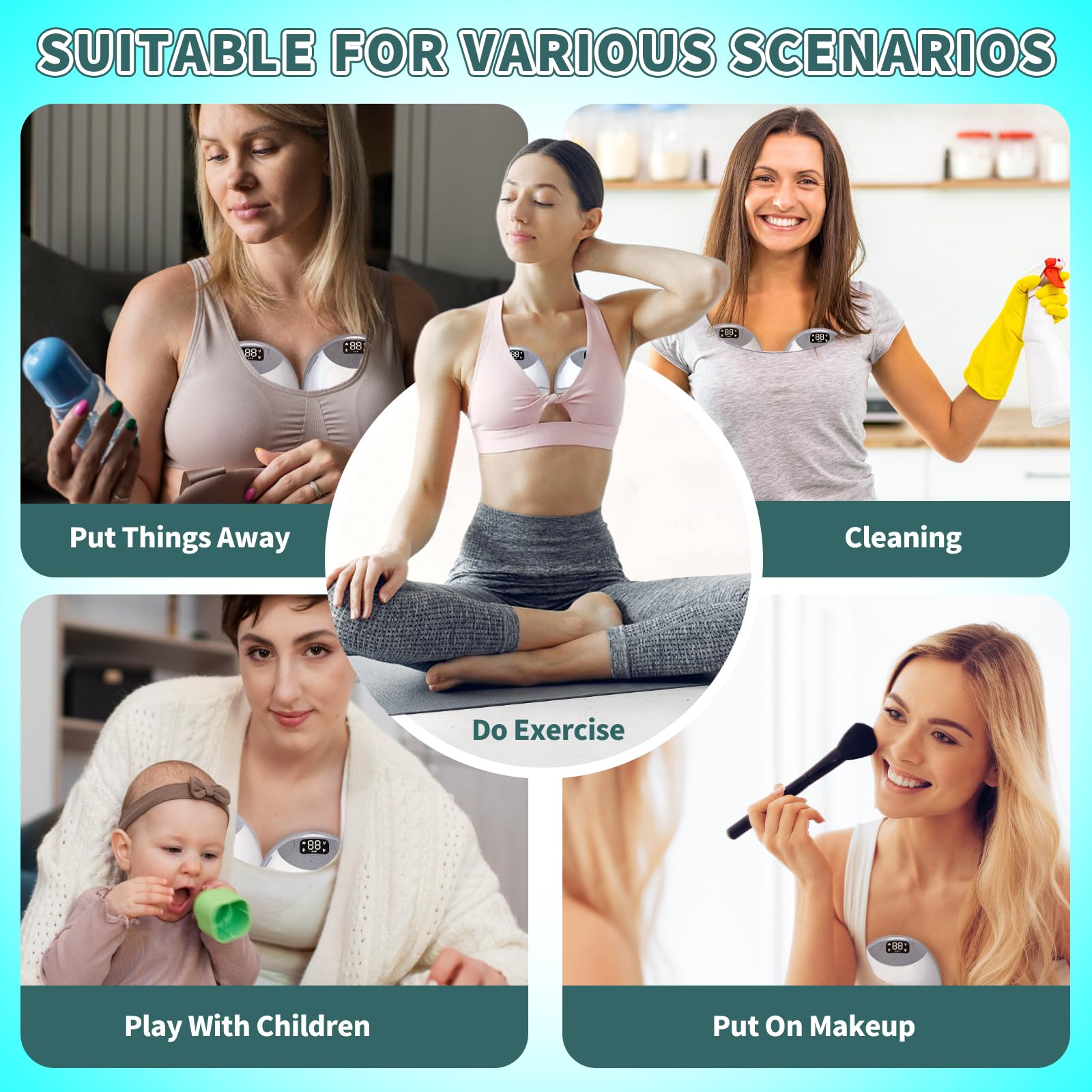 Electric Breast Pump 2025 Upgrade Hands Free Breast Pump 2-Pack 32db Ultra Quiet Wearable Breastfeeding Portable with 12 Levels & 4 Modes Portable Led Display + Dual Seal Tech