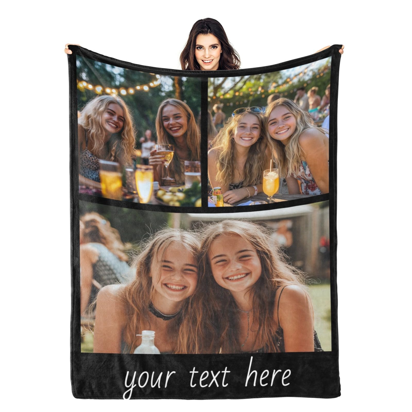 TTMIZA Custom Blanket with Photos Text Personalized Throw Blanket with Picture Custom for Mom Dad Couple Family Mother's Day Father's Day Christmas